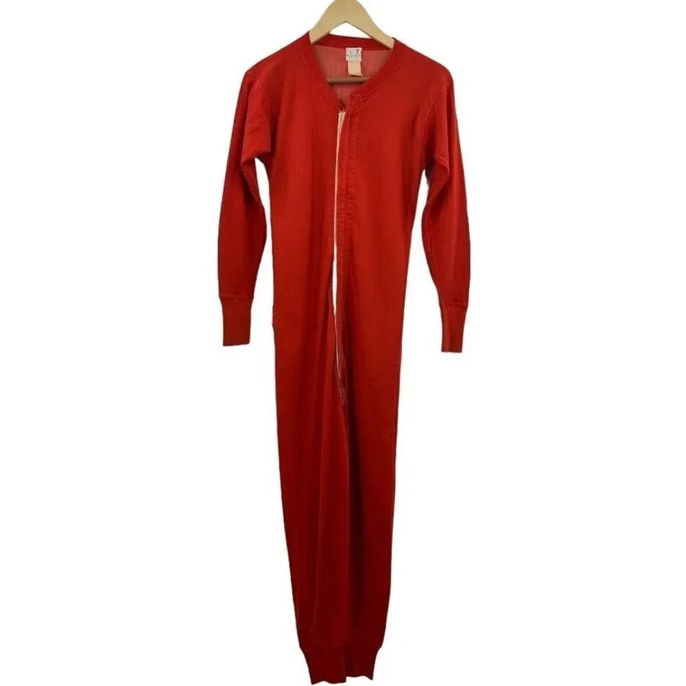 Medalist Allen A Vintage Long Sleeve Button Down Rear Flap 1 Piece Pajamas SZ L‎